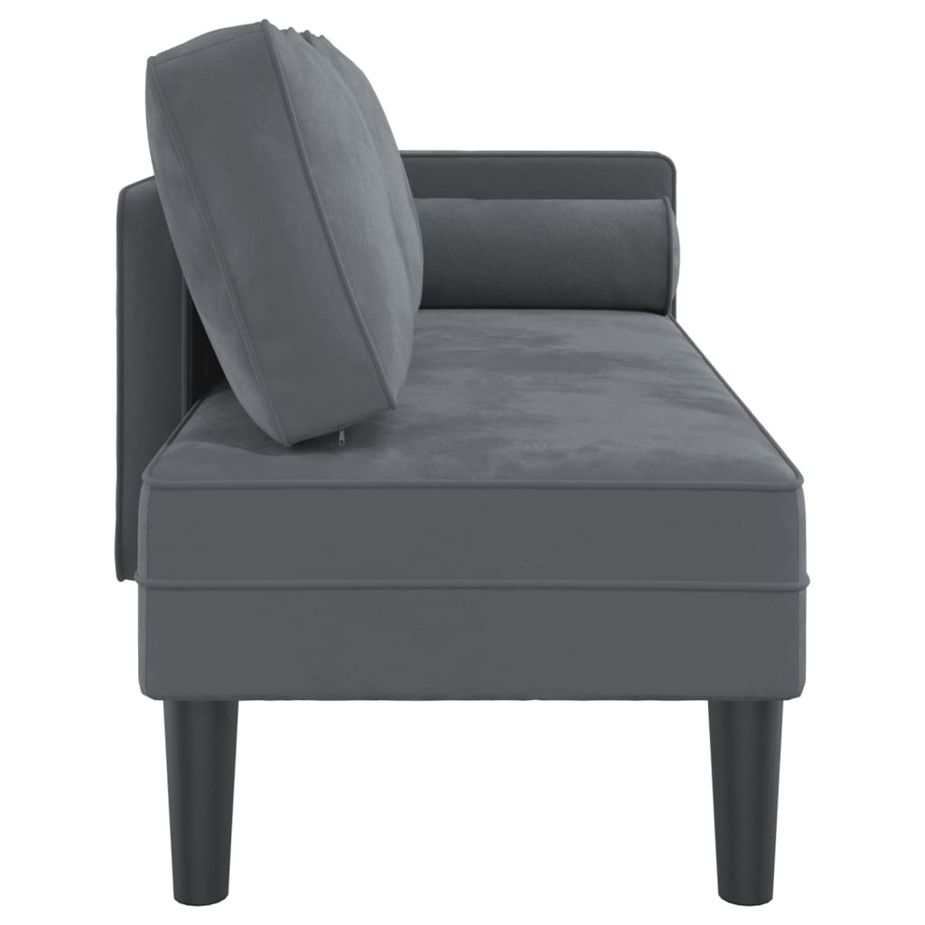 vidaXL Chaise longue met kussens fluweel donkergrijs