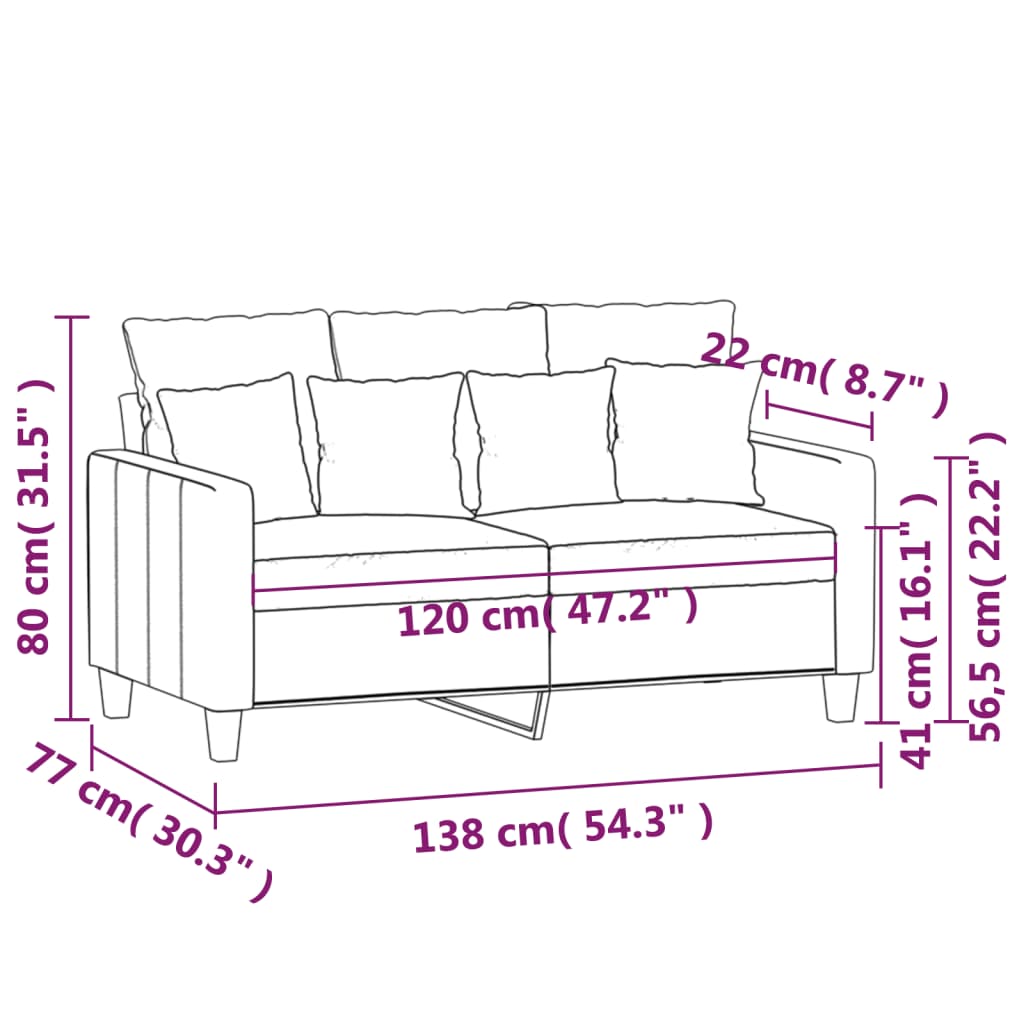 vidaXL Tweezitsbank 120 cm stof zwart