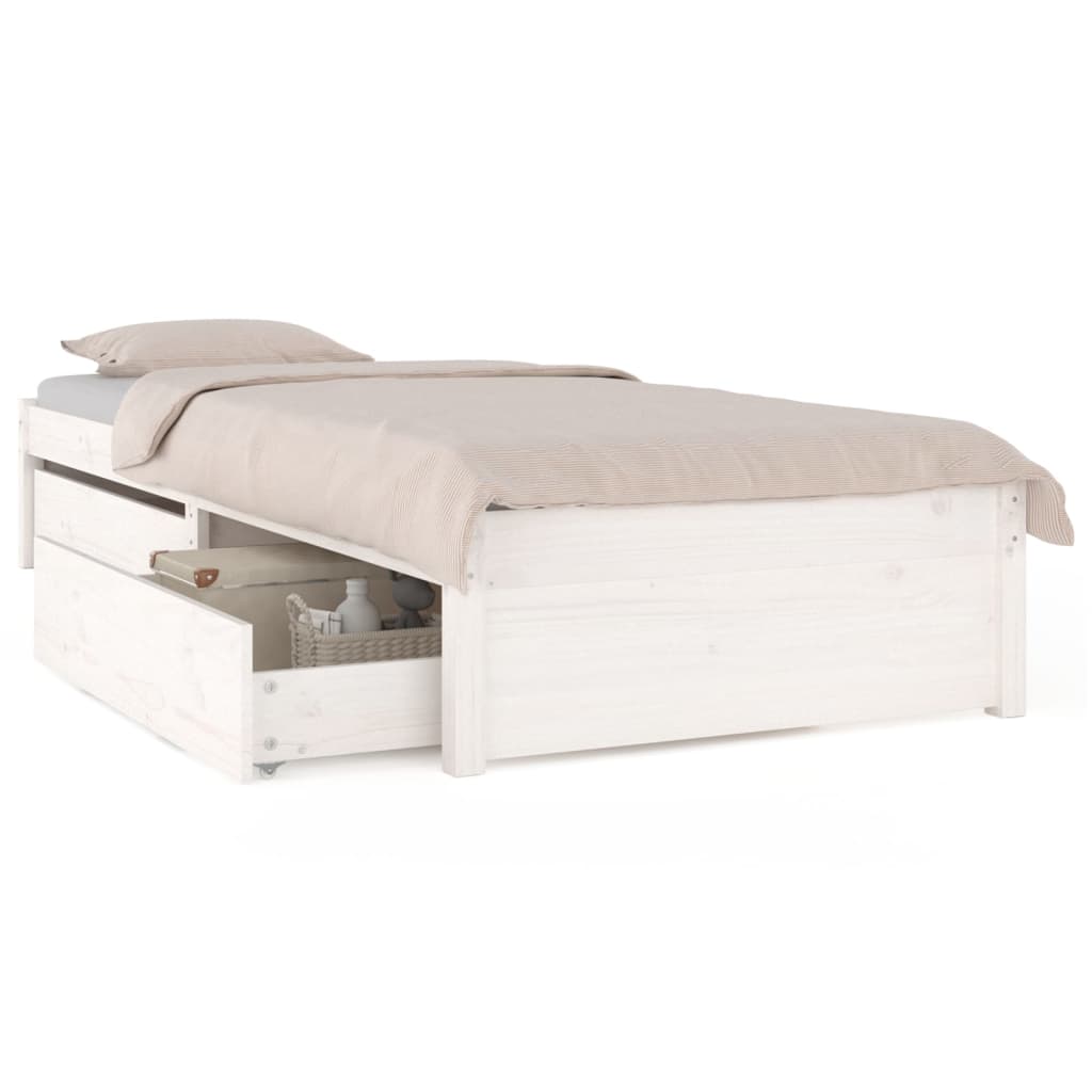 vidaXL Bedframe met lades wit 75x190 cm