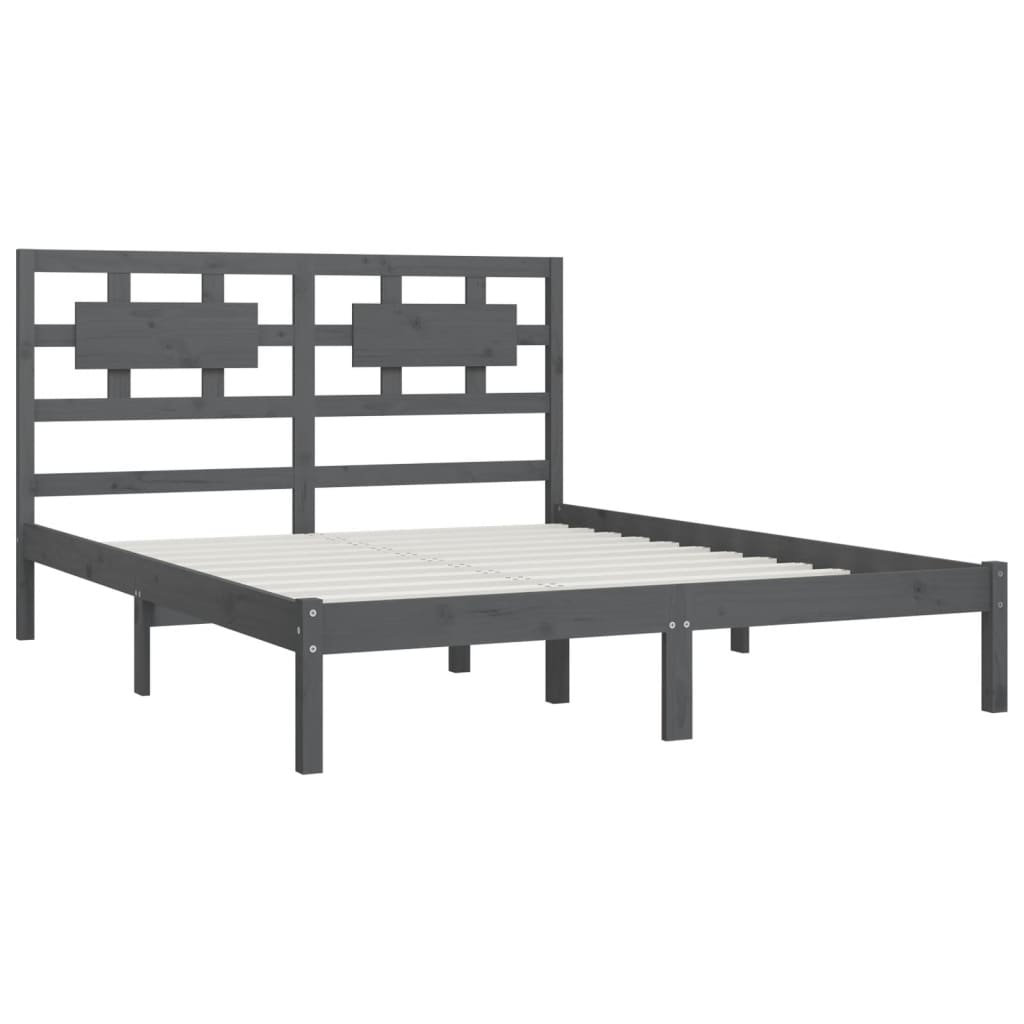 vidaXL Bedframe massief grenenhout grijs 120x200 cm