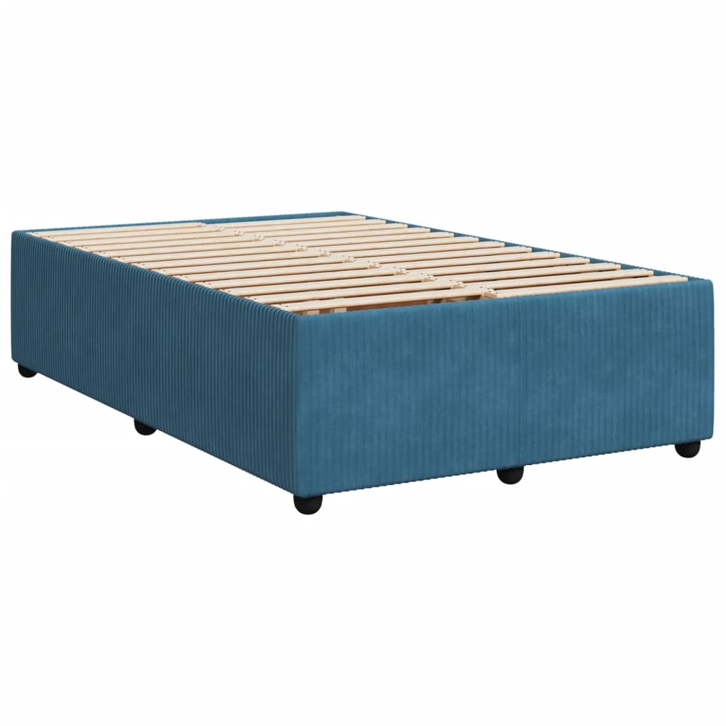 vidaXL Boxspring met matras fluweel donkerblauw 120x190 cm