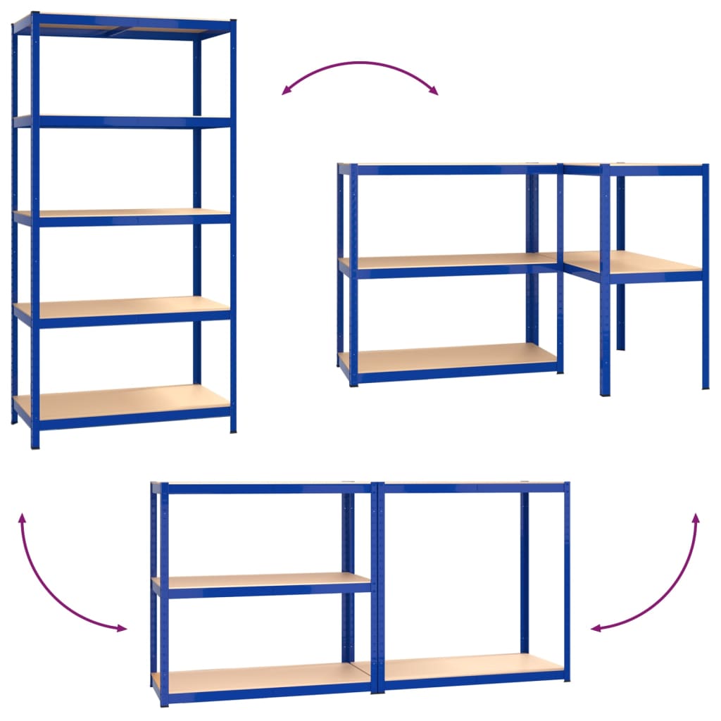 vidaXL Opbergrek 5-laags 4 st staal & bewerkt hout blauw