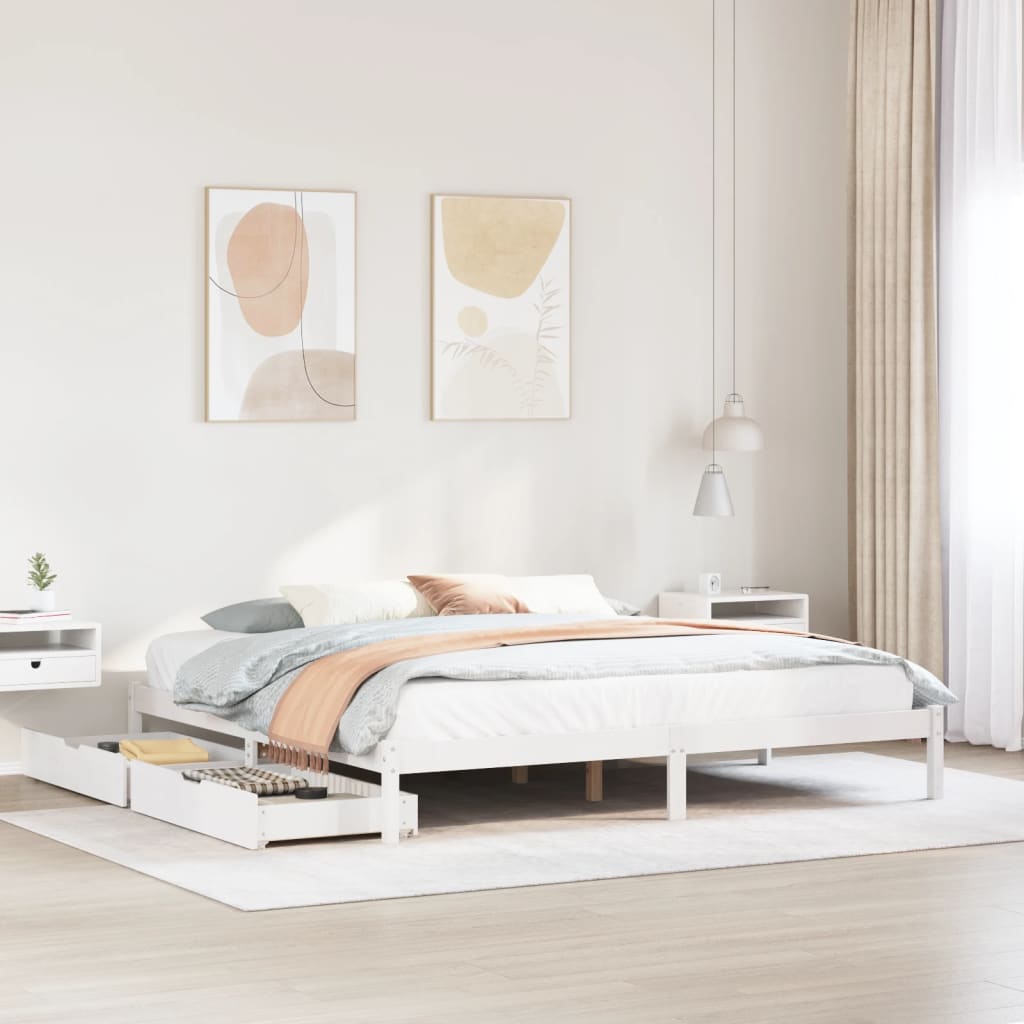 vidaXL Bedframe zonder matras massief grenenhout wit 180x200 cm