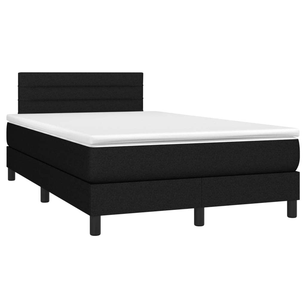 vidaXL Boxspring met matras en LED stof zwart 120x200 cm