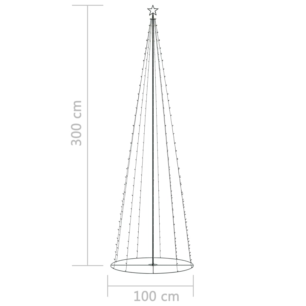 vidaXL Kegelkerstboom 330 meerkleurige LED's 100x300 cm