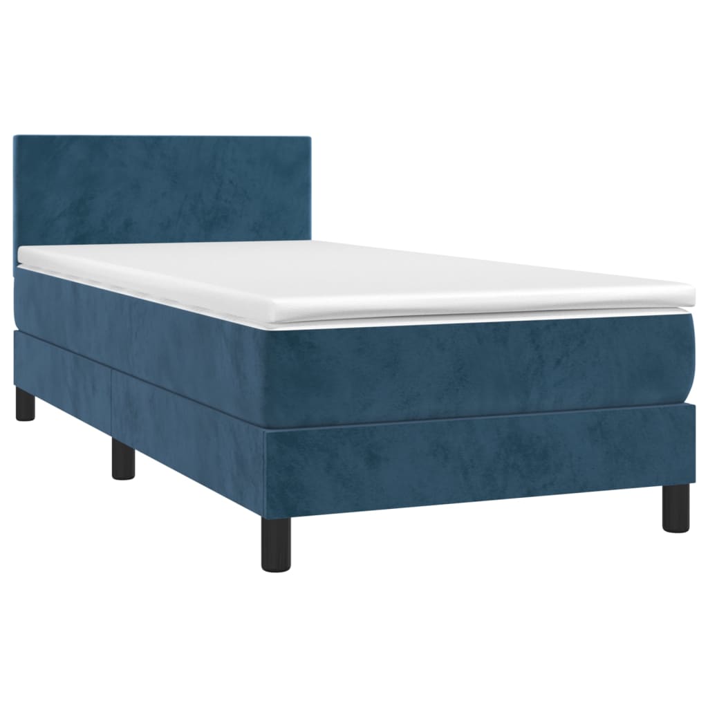 vidaXL Boxspring met matras fluweel donkerblauw 90x190 cm