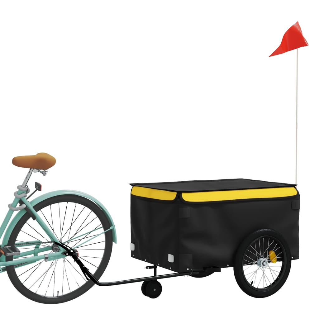 vidaXL Fietstrailer 45 kg ijzer zwart en geel