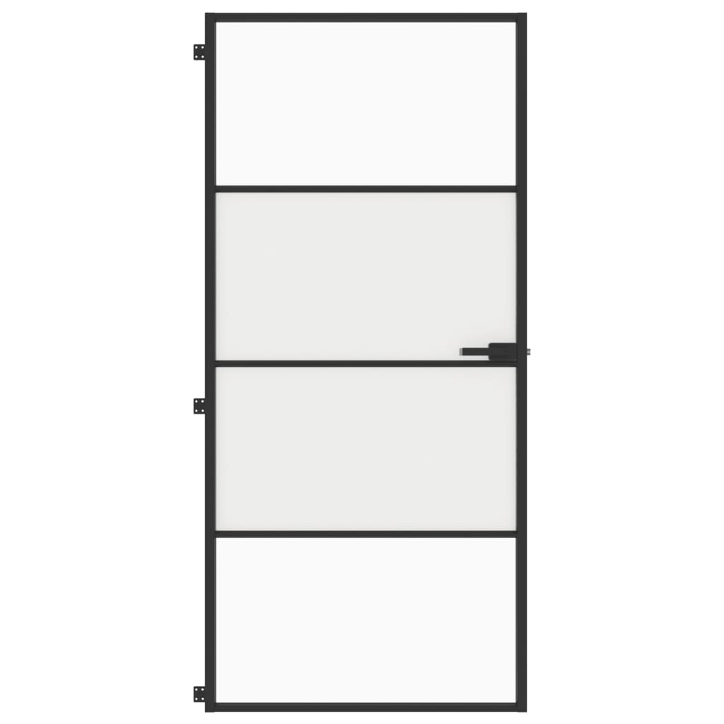 vidaXL Binnendeur smal 93x201,5 cm gehard glas en aluminium zwart