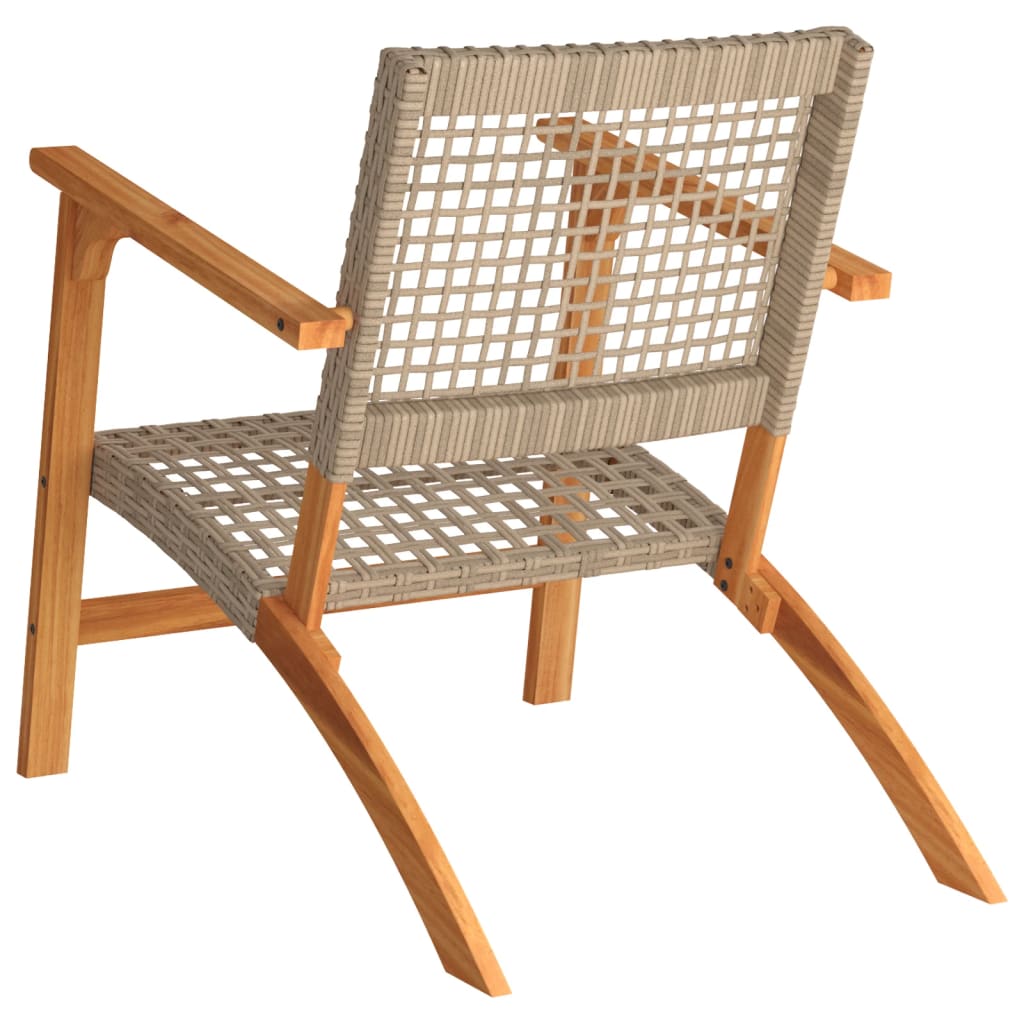 vidaXL Tuinstoelen 2 st poly rattan en acaciahout beige