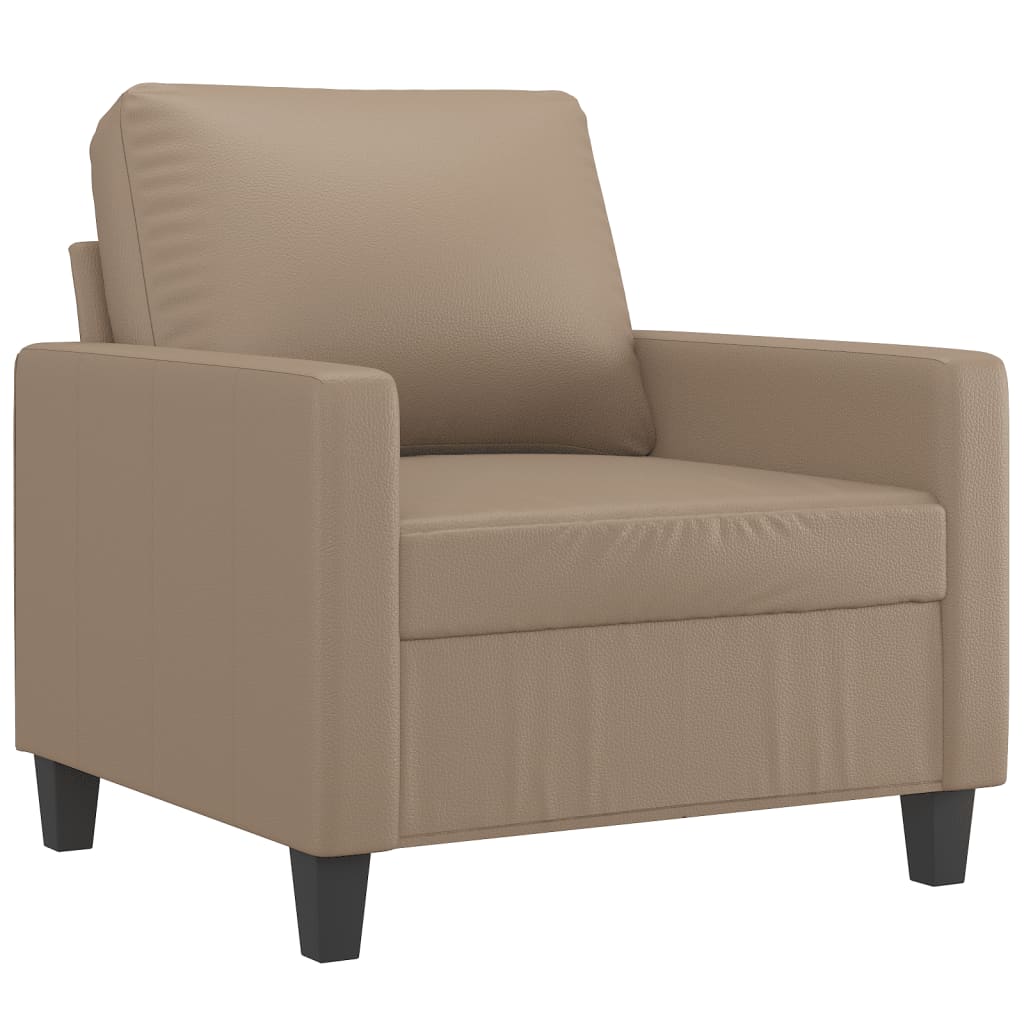 vidaXL Fauteuil met voetenbank 60 cm kunstleer cappuccinokleurig