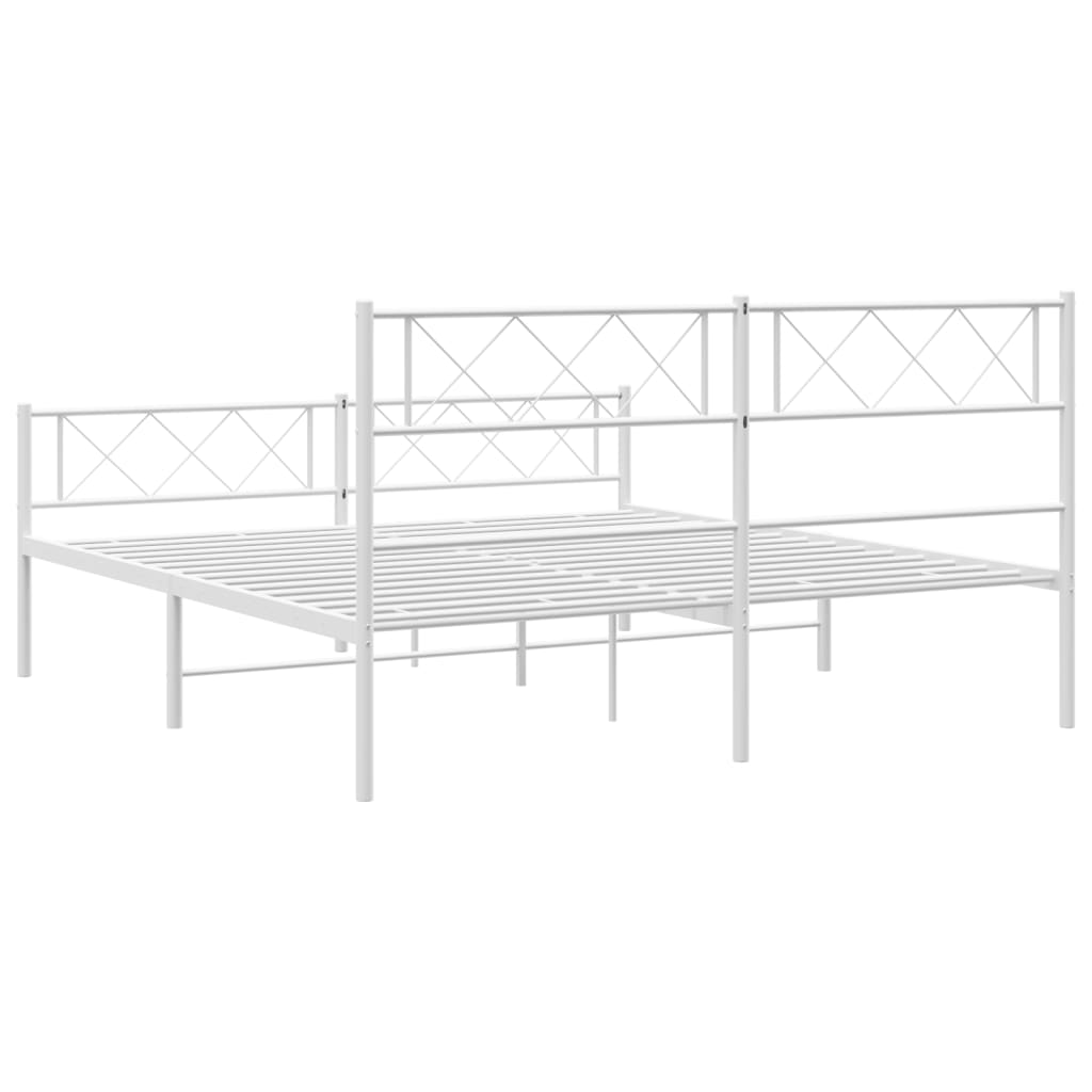 vidaXL Bedframe met hoofd- en voeteneinde metaal wit 160x200 cm