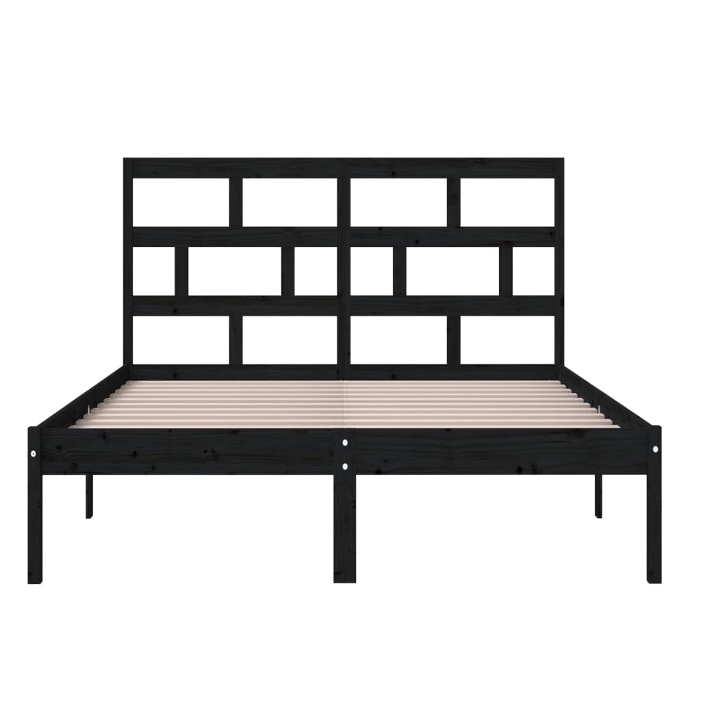 vidaXL Bedframe massief grenenhout zwart 140x200 cm