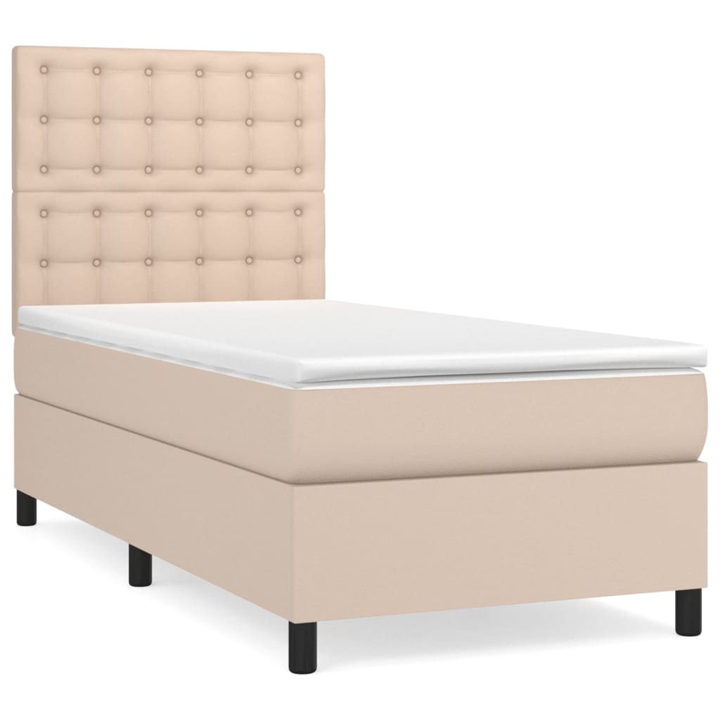 vidaXL Boxspring met matras kunstleer cappuccinokleurig 80x200 cm