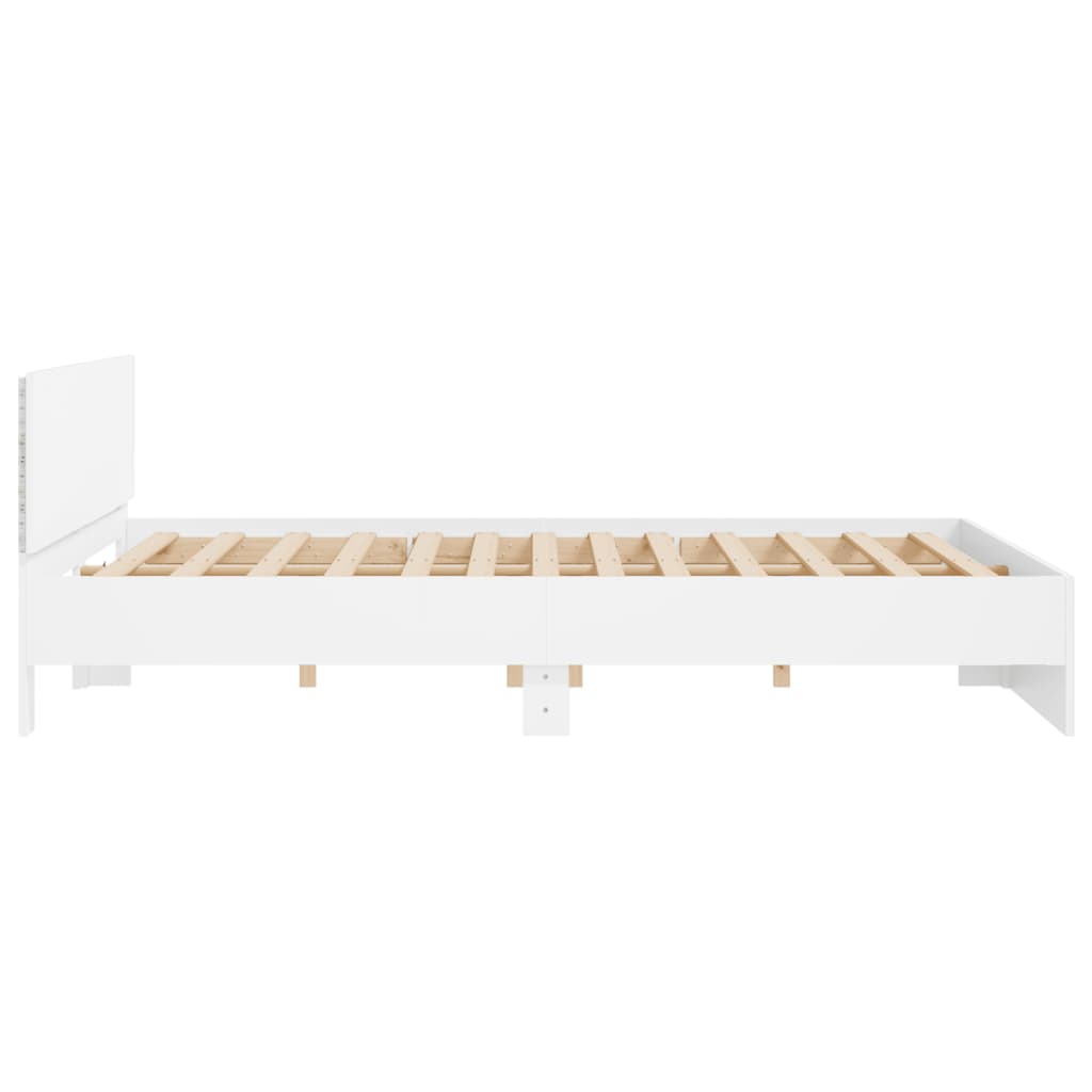 vidaXL Bedframe met hoofdeinde en LED-verlichting wit 200x200 cm