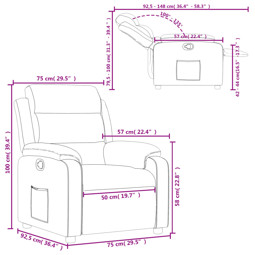 vidaXL Fauteuil verstelbaar fluweel lichtgrijs