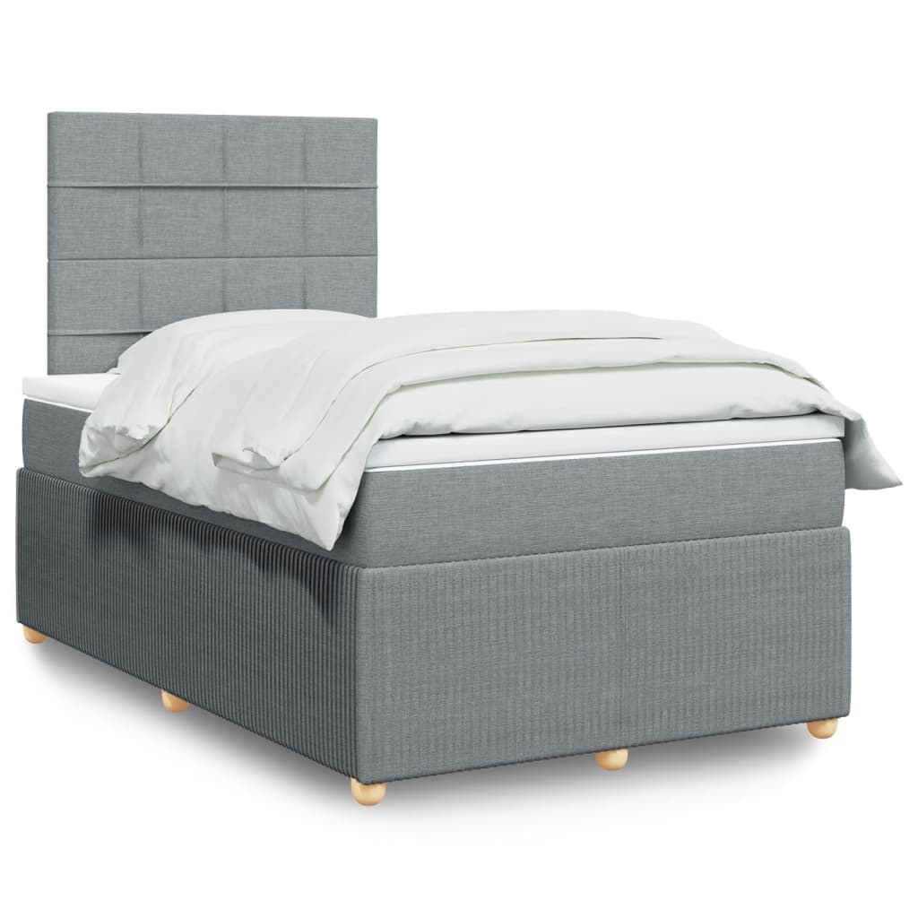 vidaXL Boxspring met matras stof lichtgrijs 120x190 cm