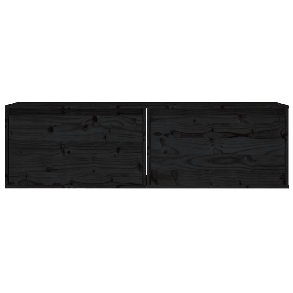 vidaXL Wandkasten 2 st 60x30x35 cm massief grenenhout zwart