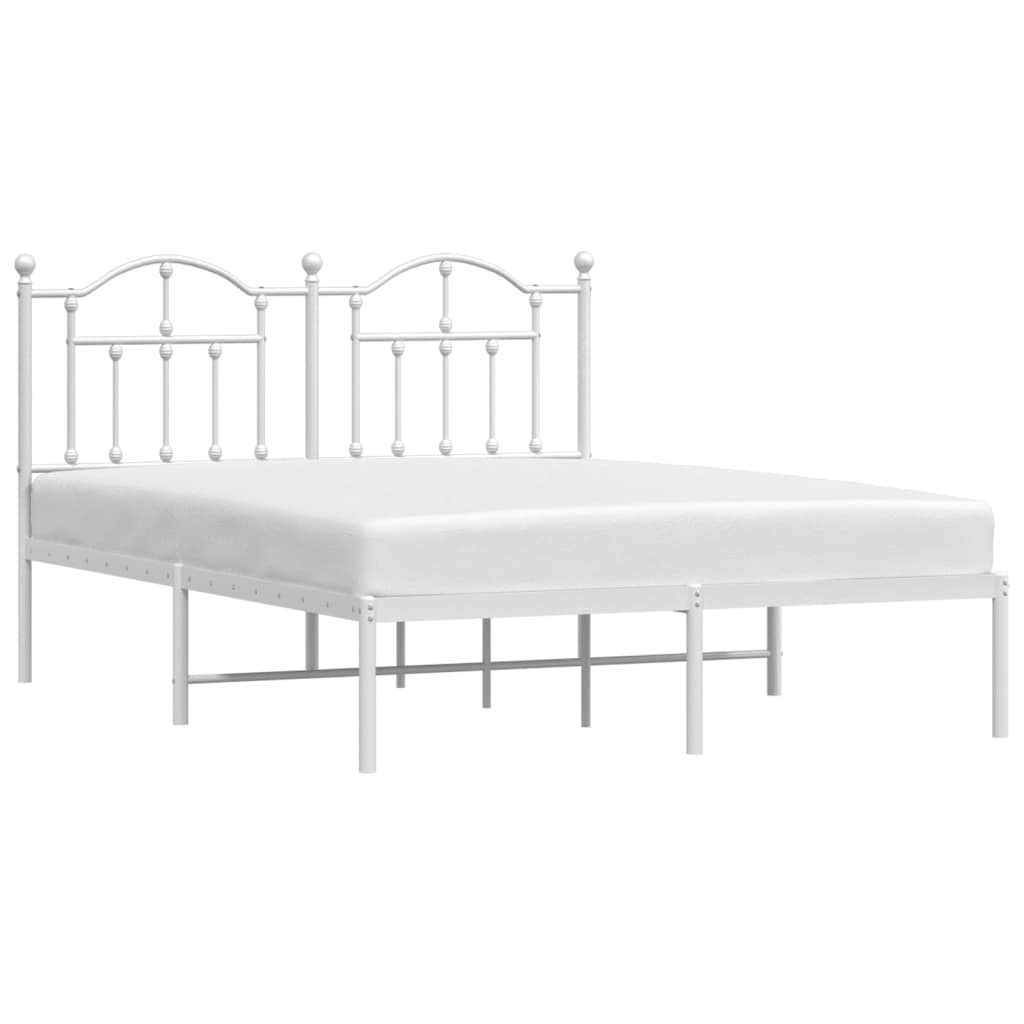 vidaXL Bedframe met hoofdbord metaal wit 135x190 cm