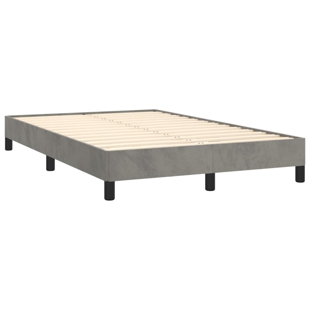 vidaXL Boxspring met matras fluweel lichtgrijs 120x190 cm