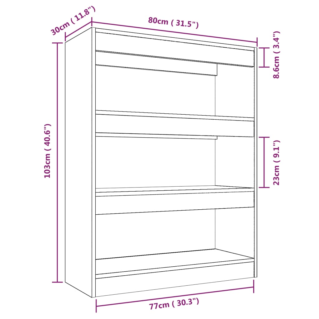 vidaXL Boekenkast/kamerscherm 80x30x103 cm spaanplaat wit