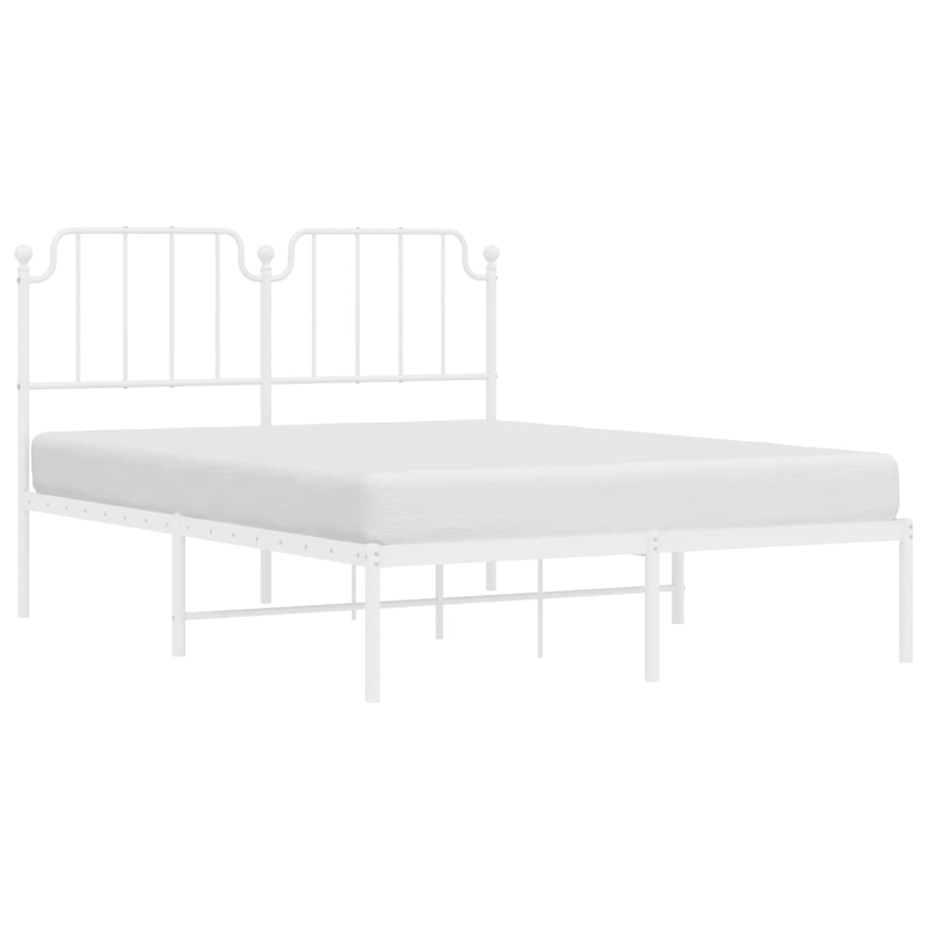 vidaXL Bedframe met hoofdbord metaal wit 140x190 cm