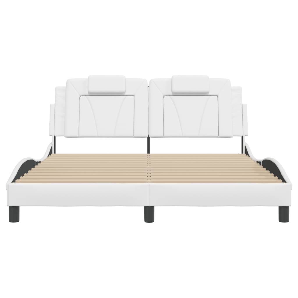 vidaXL Bedframe met hoofdbord kunstleer wit 160x200 cm