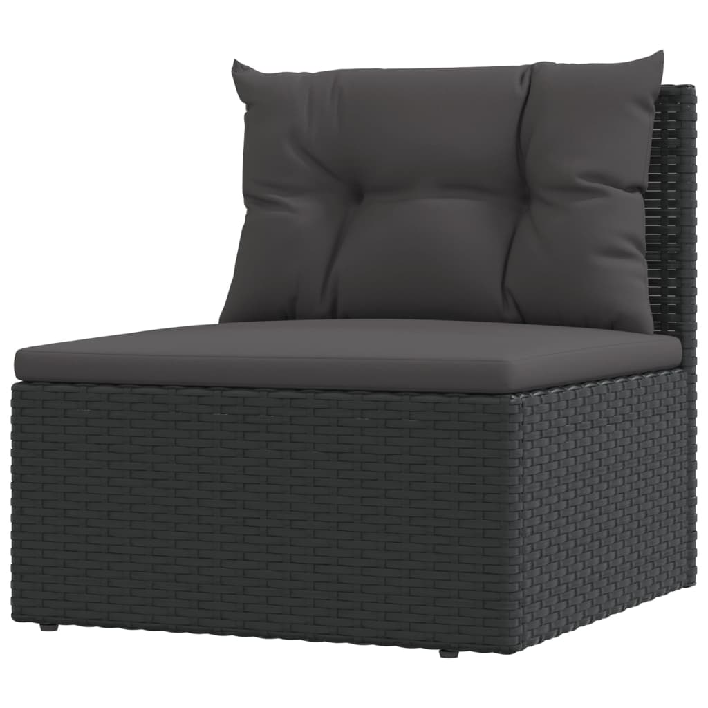 vidaXL 4-delige Loungeset met kussens poly rattan zwart