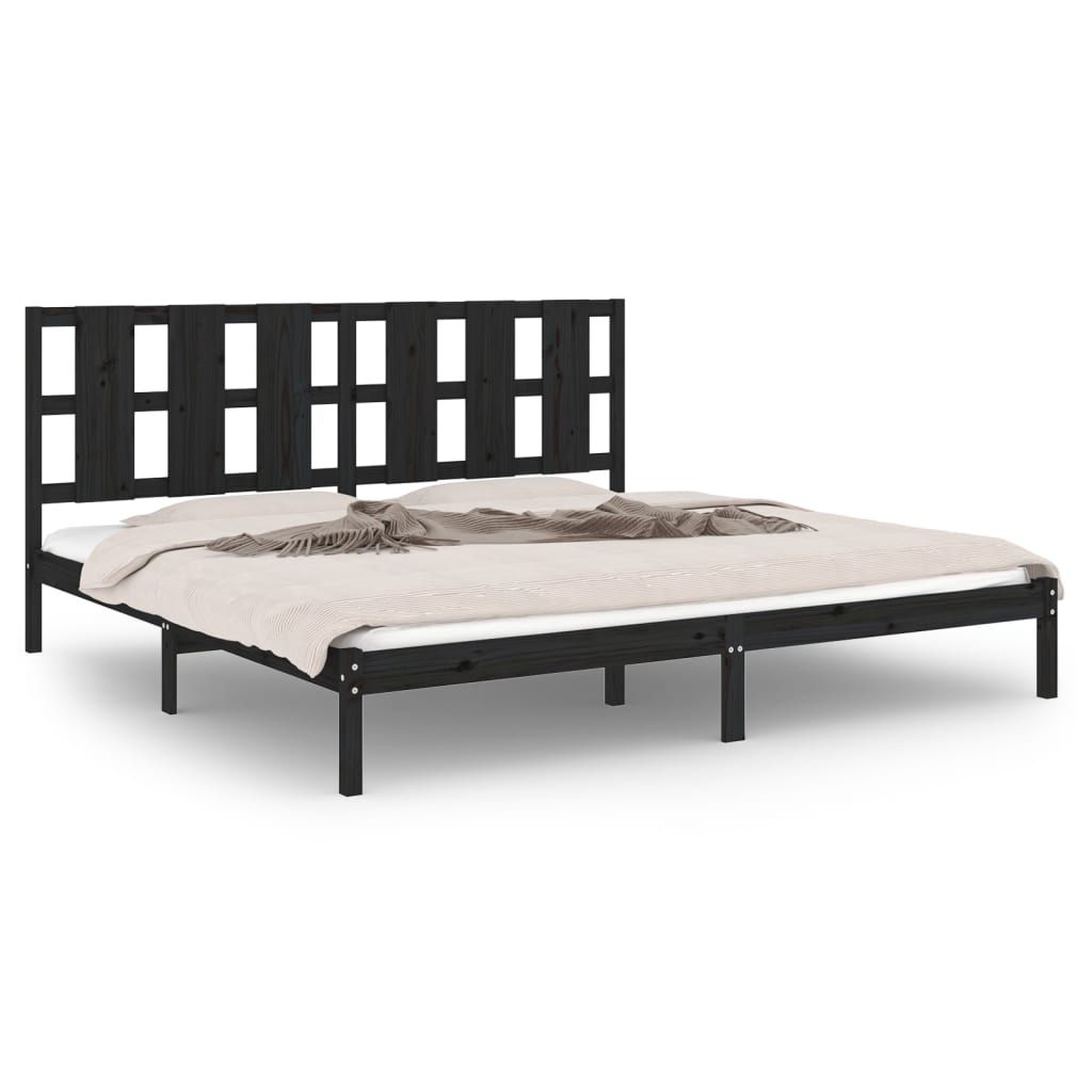 vidaXL Bedframe massief hout zwart 180x200 cm