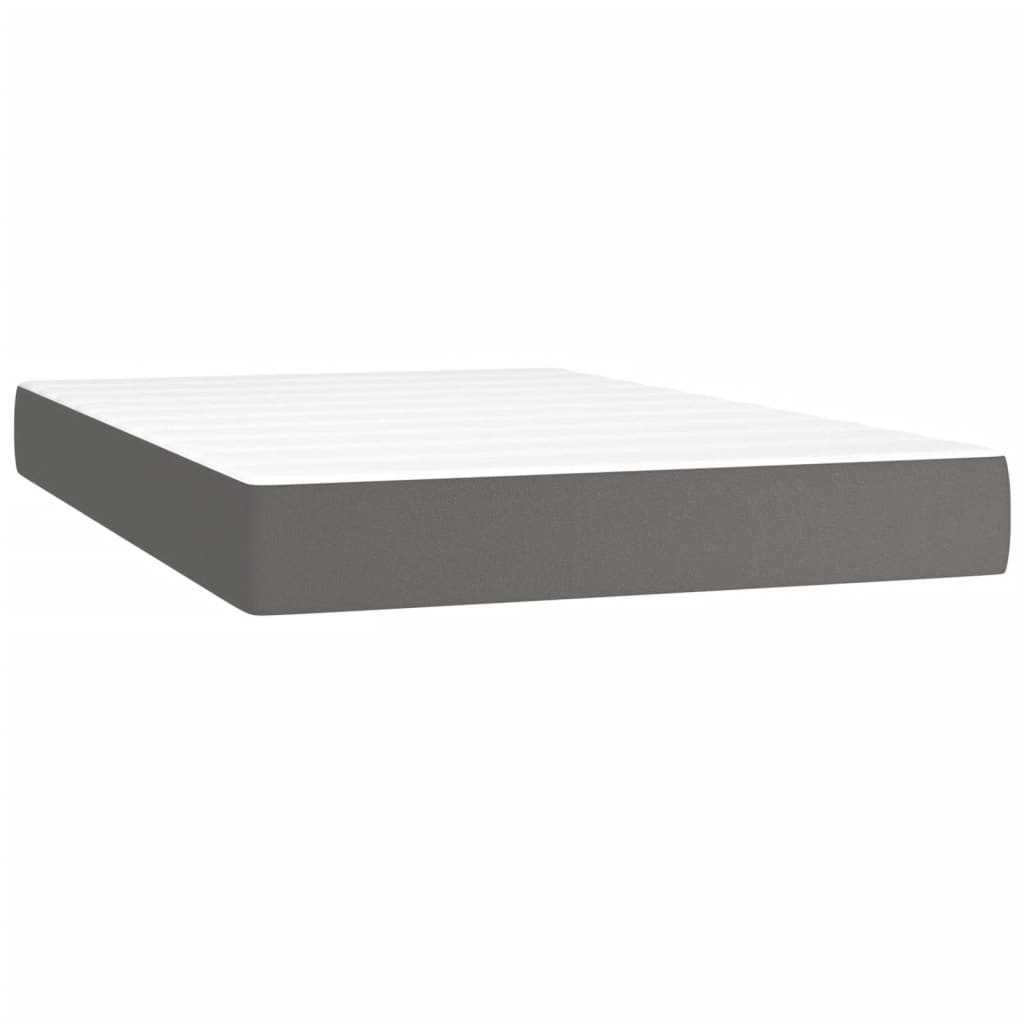 vidaXL Boxspring met matras en LED kunstleer grijs 120x200 cm