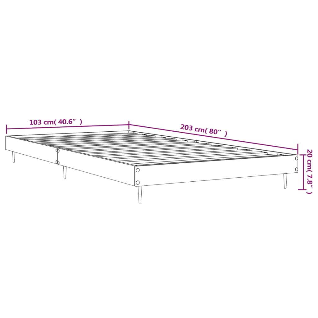 vidaXL Bedframe bewerkt hout grijs sonoma eikenkleurig 100x200 cm