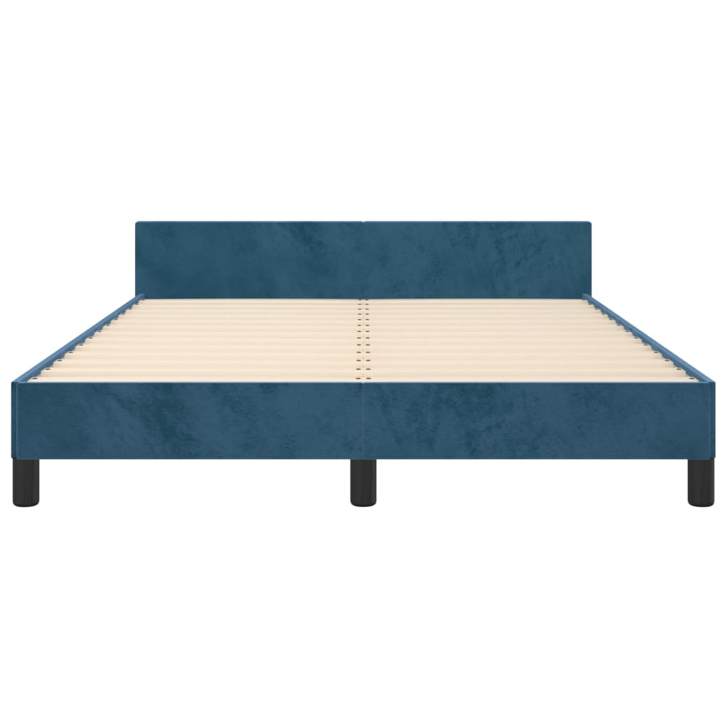 vidaXL Bedframe zonder matras 140x190 cm fluweel donkerblauw