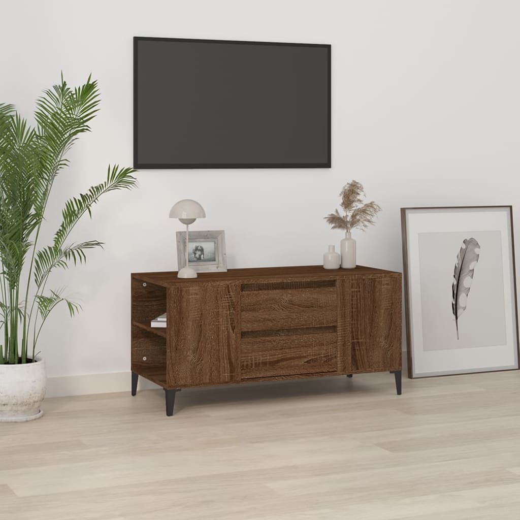 vidaXL Tv-meubel 102x44,5x50 cm bewerkt hout bruin eikenkleur