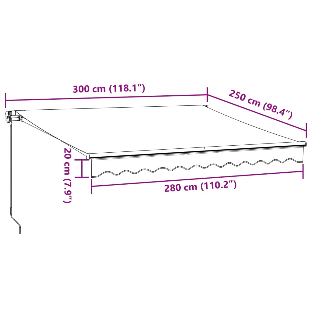 vidaXL Luifel handmatig uittrekbaar 300x250 cm bruin