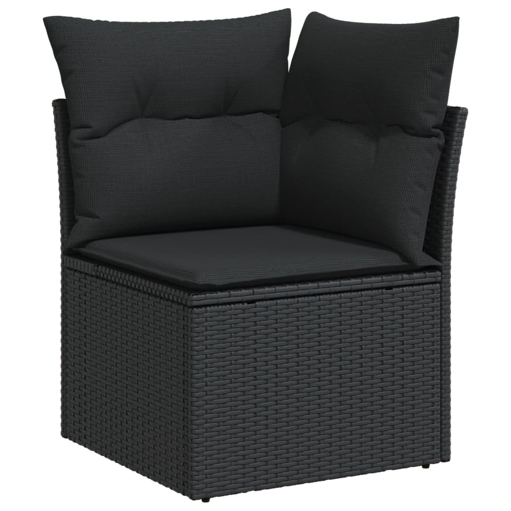 vidaXL 4-delige Loungeset met kussens poly rattan zwart