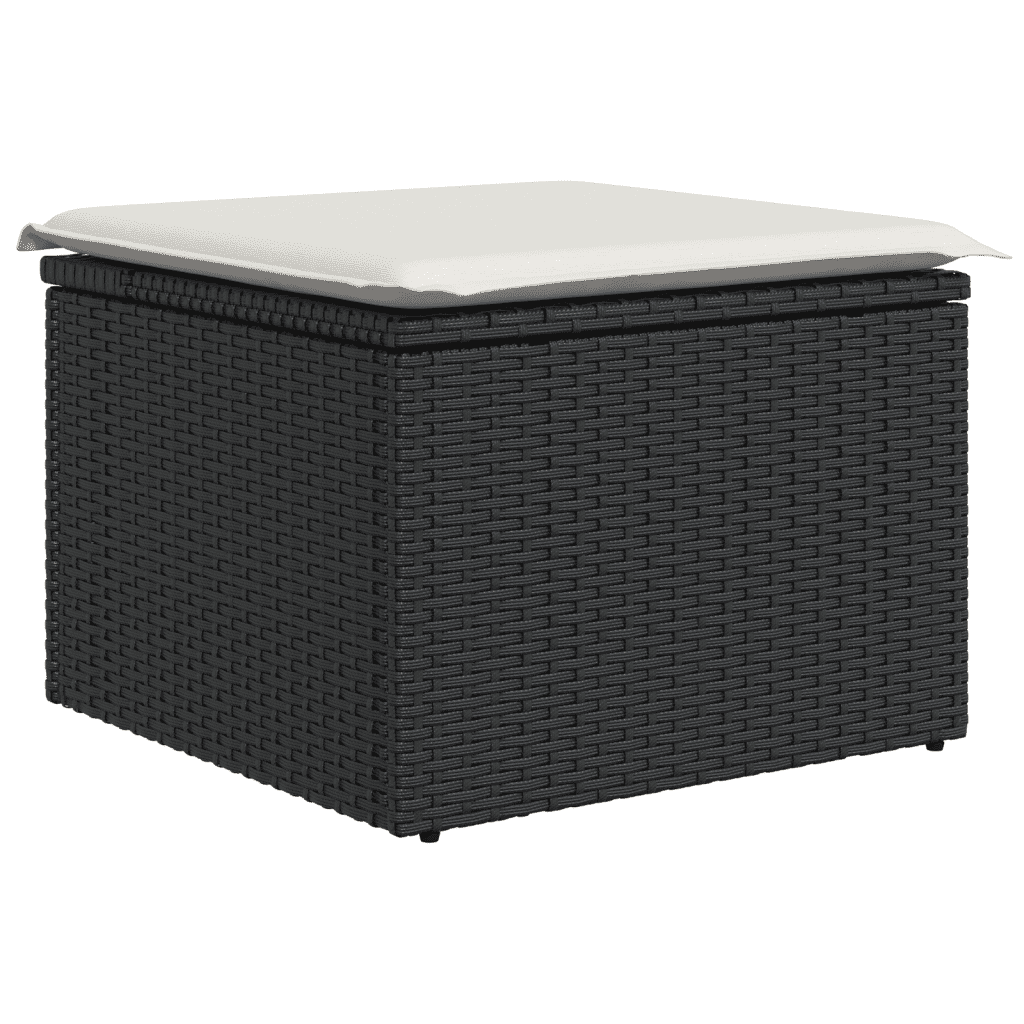 vidaXL 10-delige Loungeset met kussens poly rattan zwart