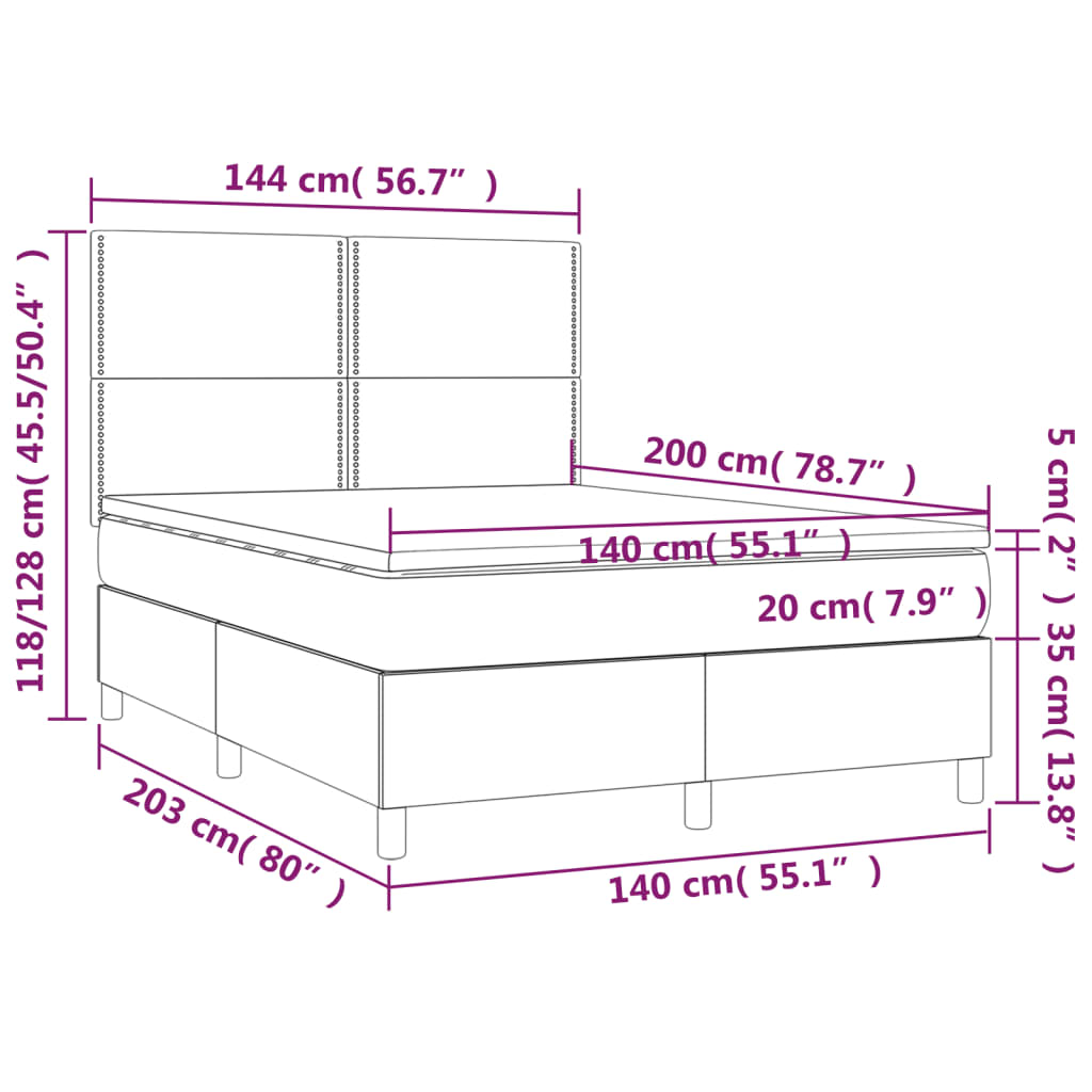 vidaXL Boxspring met matras kunstleer zwart 140x200 cm