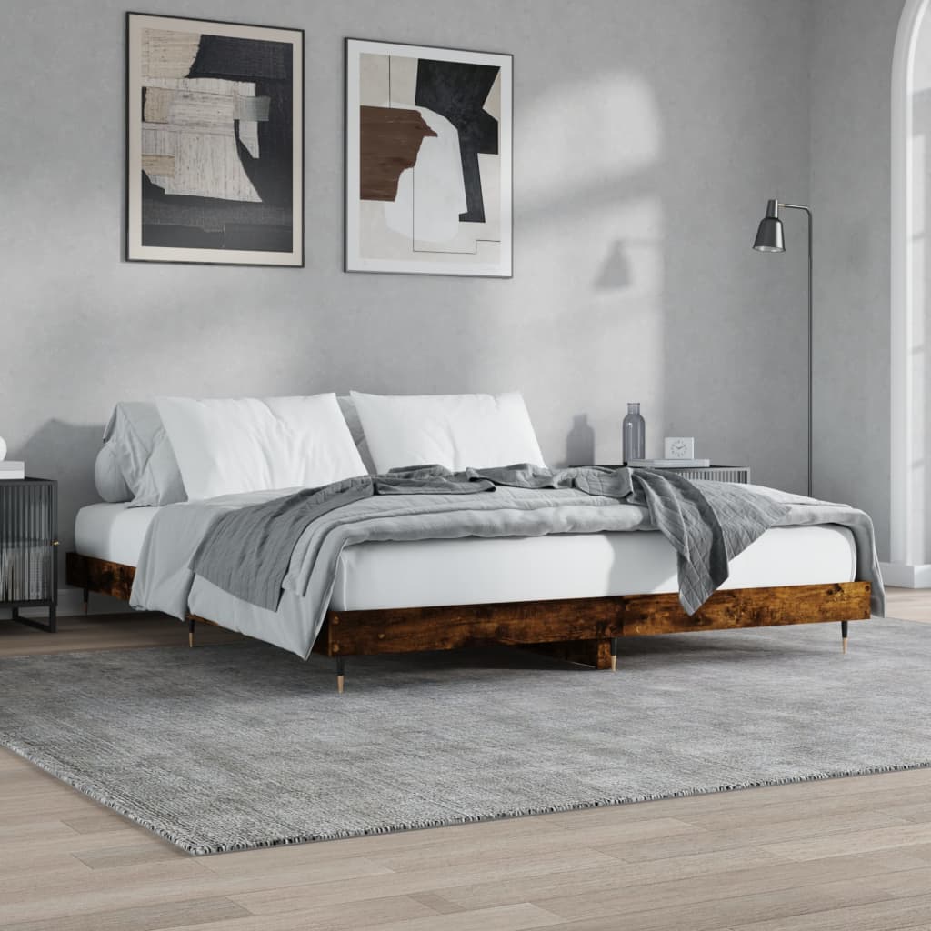 vidaXL Bedframe zonder matras hout gerookt eikenkleurig 140x200 cm