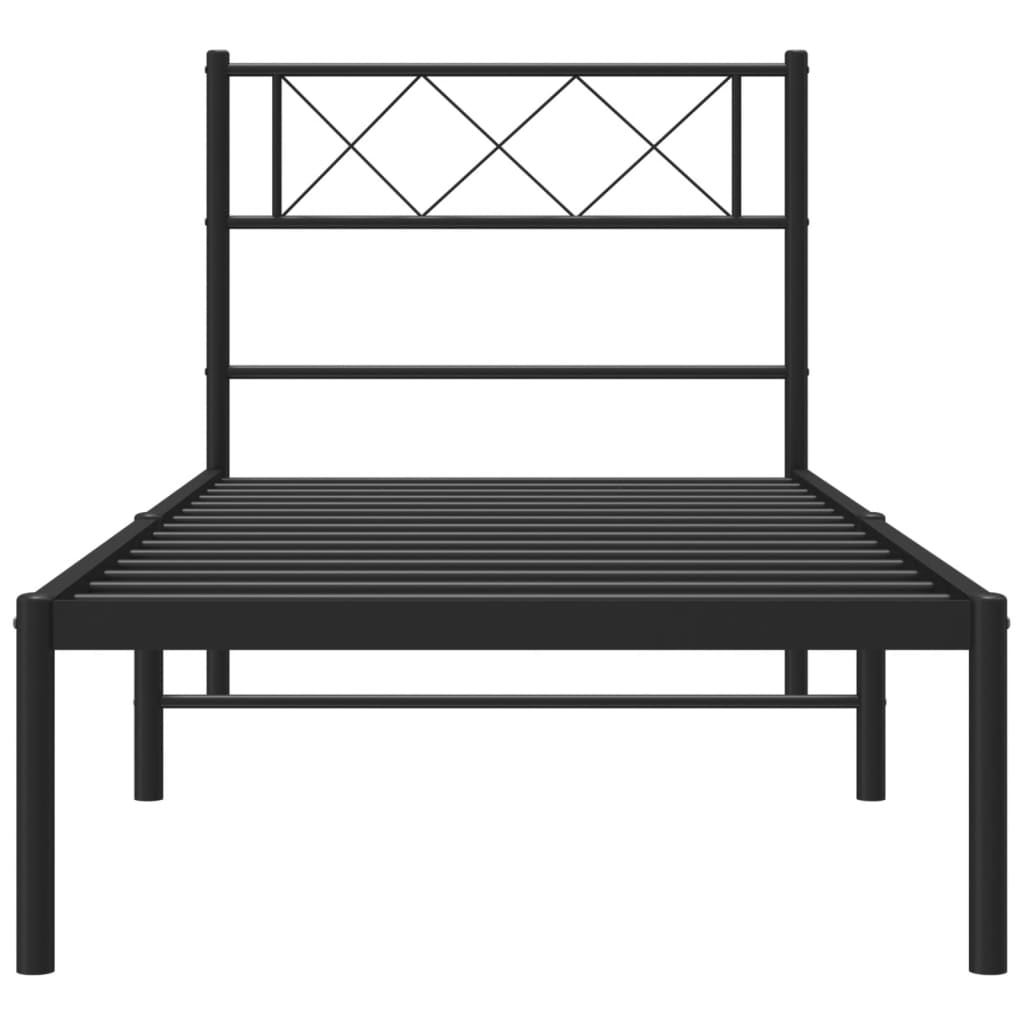 vidaXL Bedframe met hoofdbord metaal zwart 80x200 cm