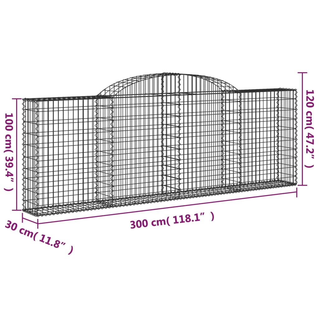 vidaXL Schanskorven 13 st gewelfd 300x30x100/120 cm ijzer