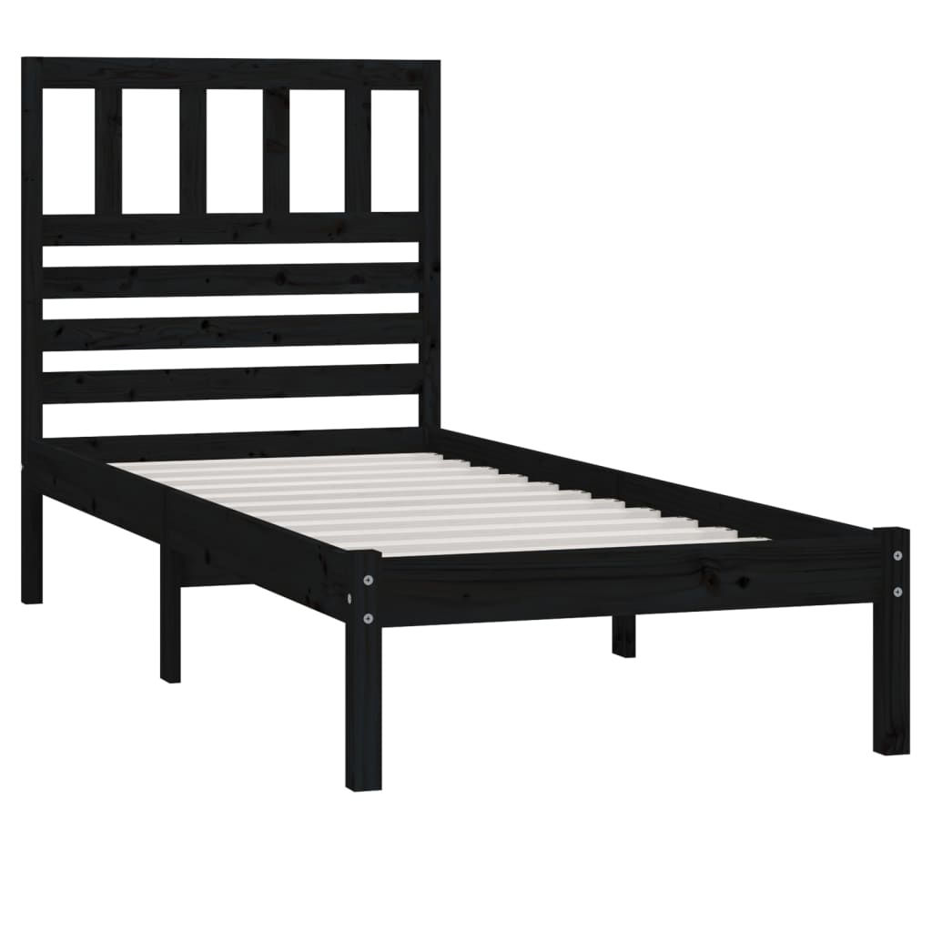 vidaXL Bedframe massief grenenhout zwart 90x190 cm