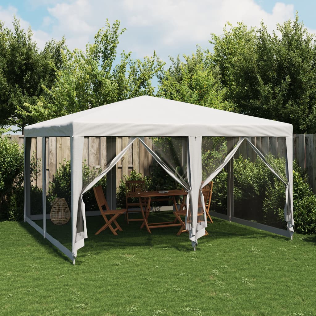 vidaXL Partytent met 8 mesh zijwanden 4x4 m HDPE wit