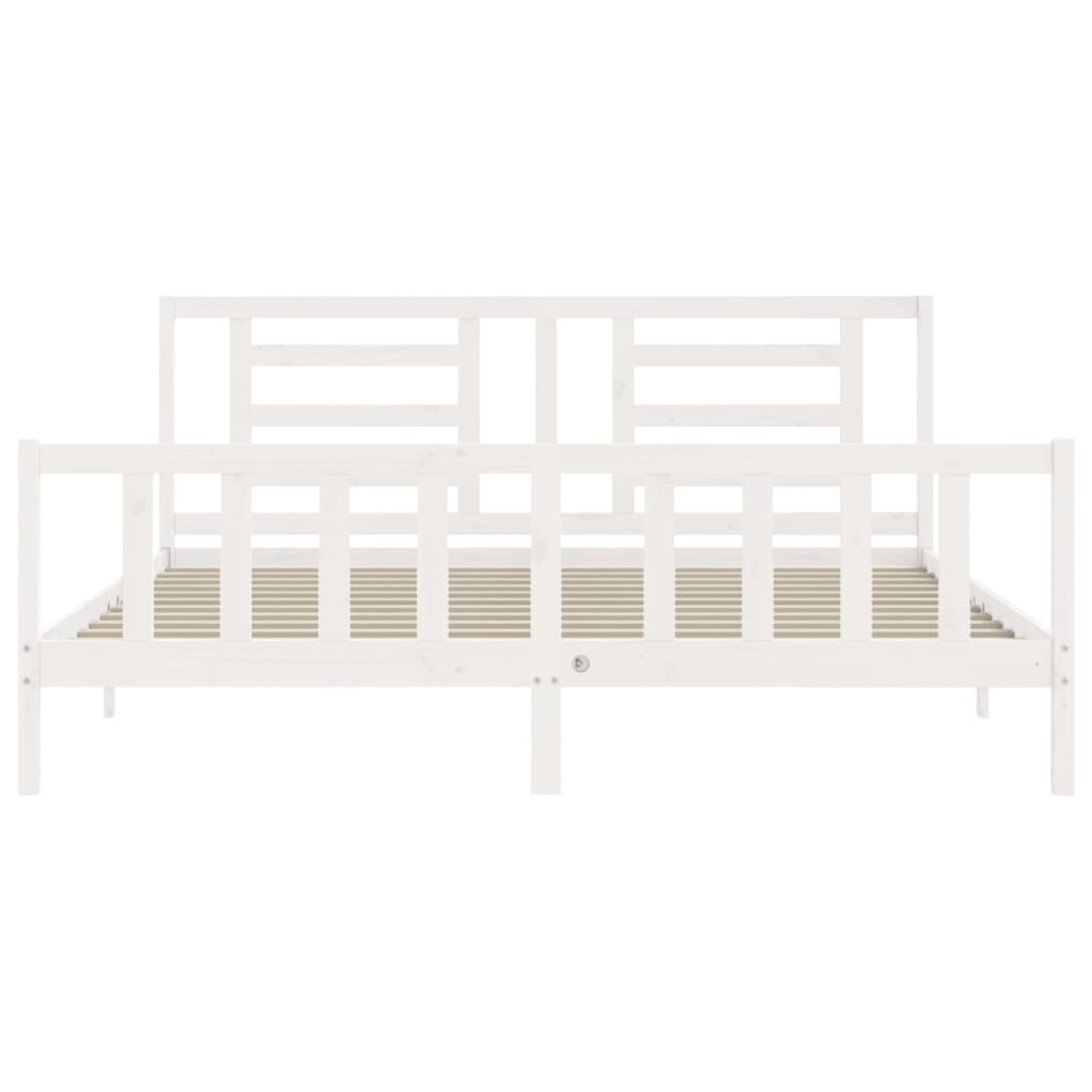 vidaXL Bedframe met hoofdbord massief hout wit