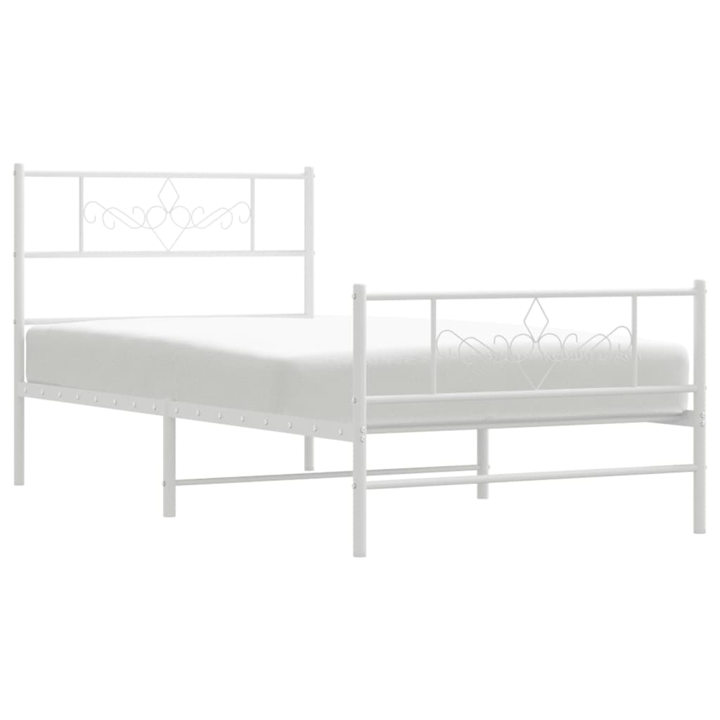 vidaXL Bedframe met hoofd- en voeteneinde metaal wit 80x200 cm