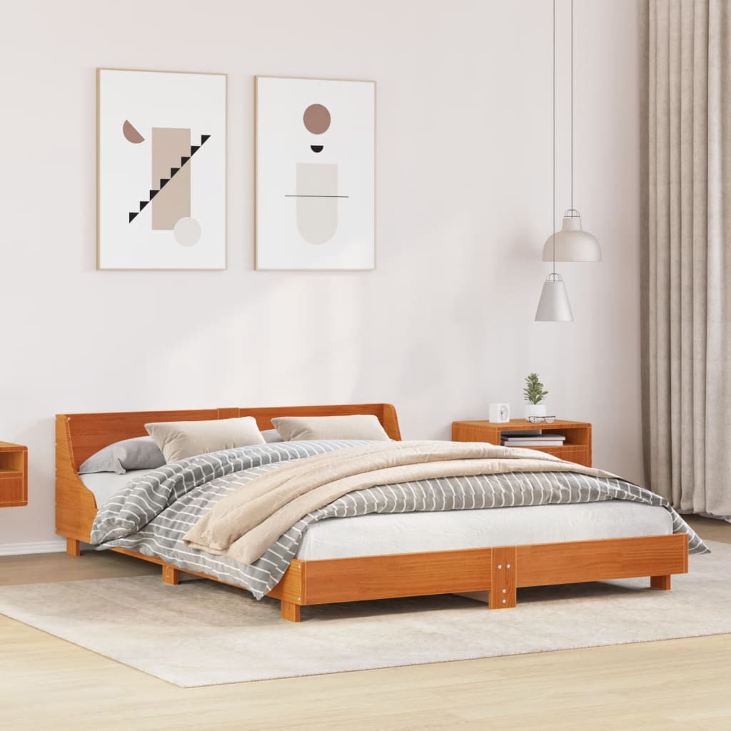 vidaXL Bedframe zonder matras massief grenenhout wasbruin 160x200 cm