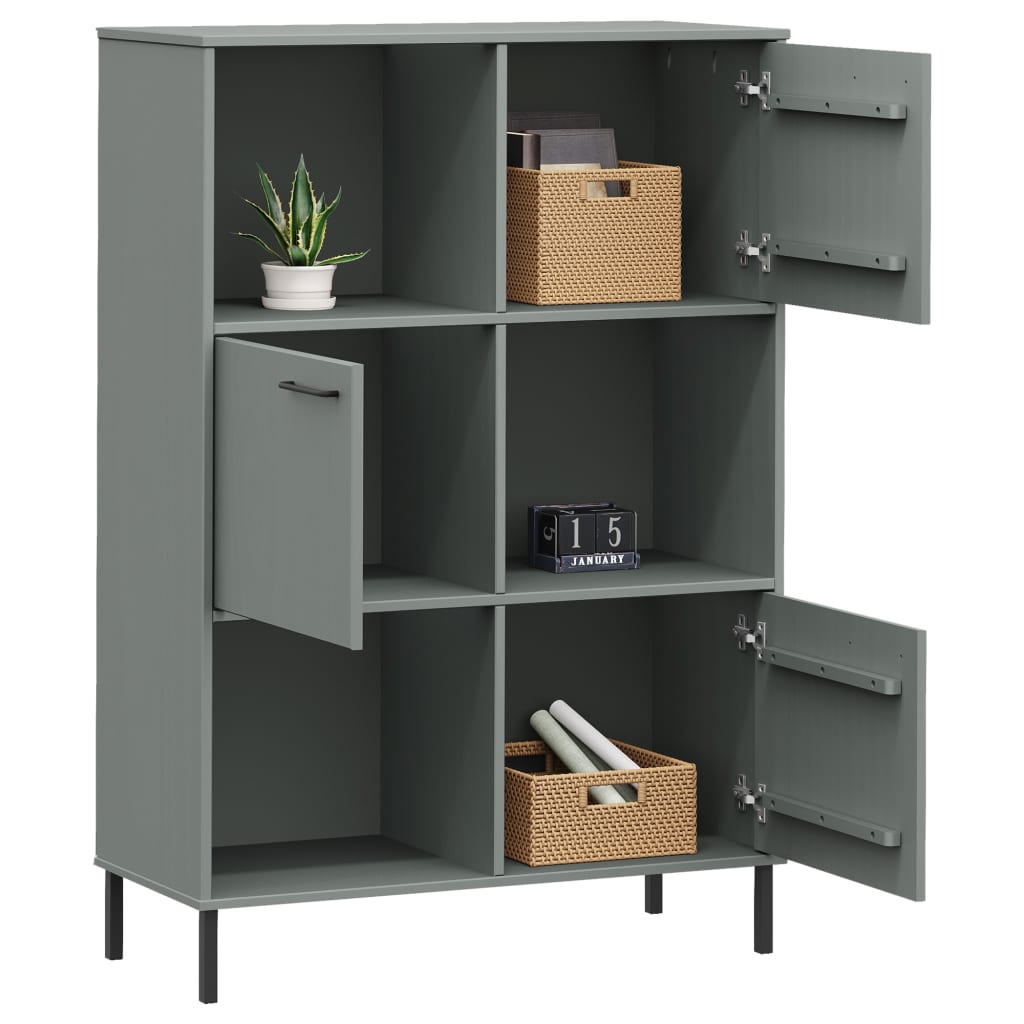 vidaXL Boekenkast met metalen poten OSLO 90x35x128,5 cm hout grijs