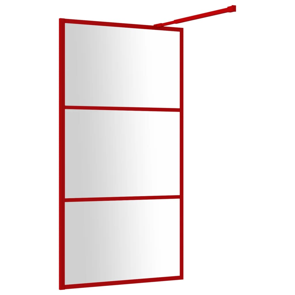 vidaXL Inloopdouchewand transparant 115x195 cm ESG-glas rood