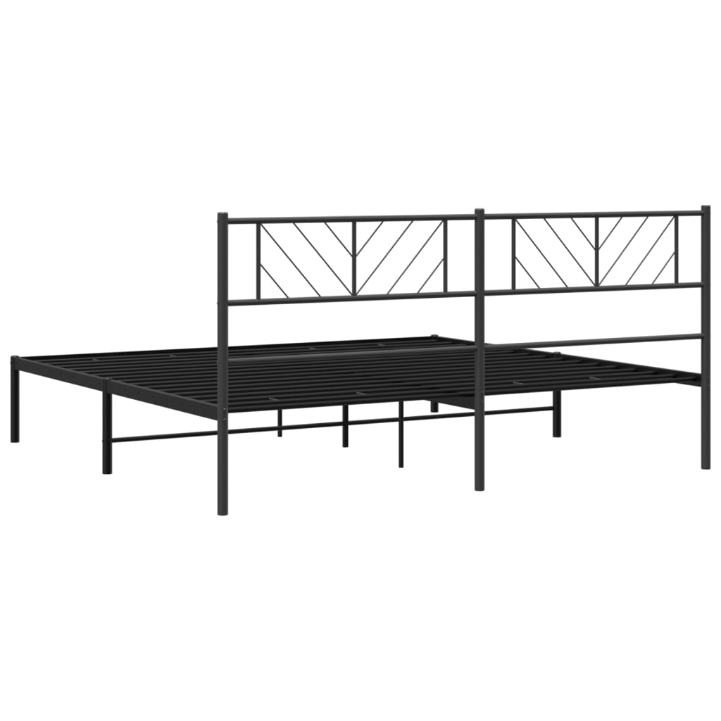 vidaXL Bedframe met hoofdbord metaal zwart 200x200 cm