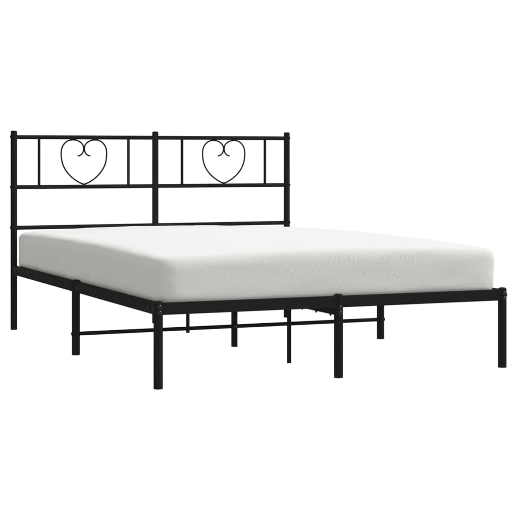 vidaXL Bedframe met hoofdbord metaal zwart 140x200 cm