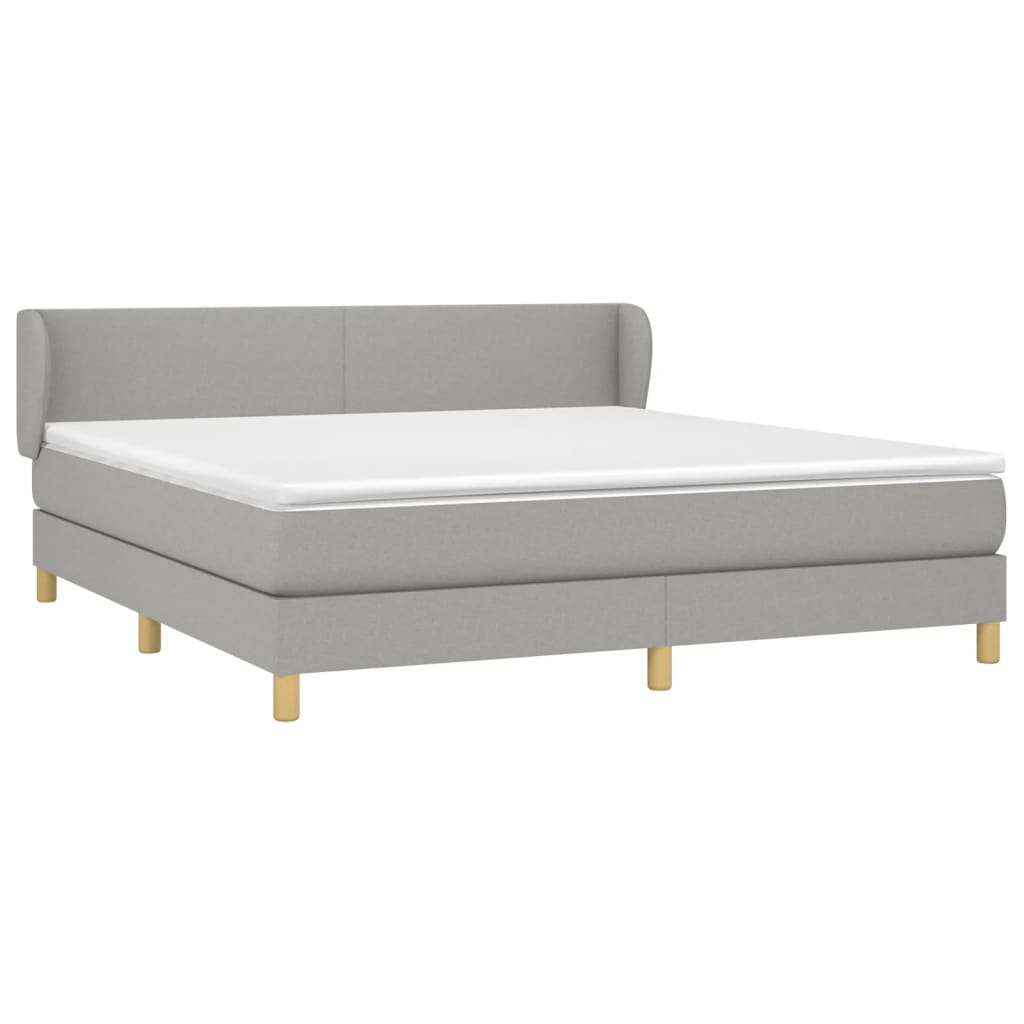 vidaXL Boxspring met matras stof lichtgrijs 180x200 cm