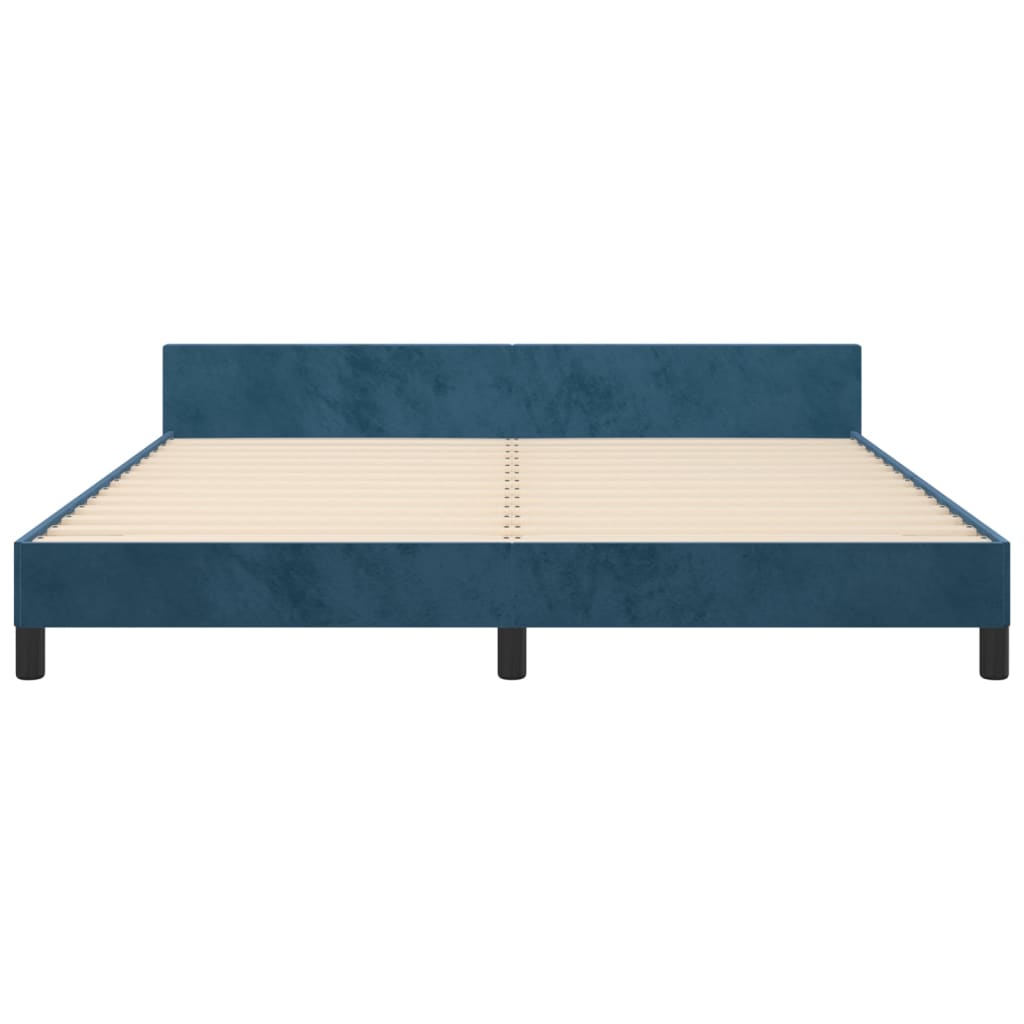 vidaXL Bedframe zonder matras 160x200 cm fluweel donkerblauw